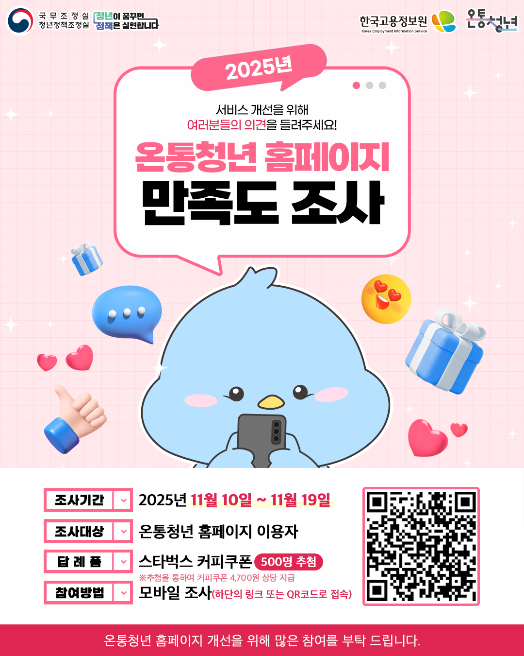 붙임 2025년 온통청년 만족도 조사 이미지